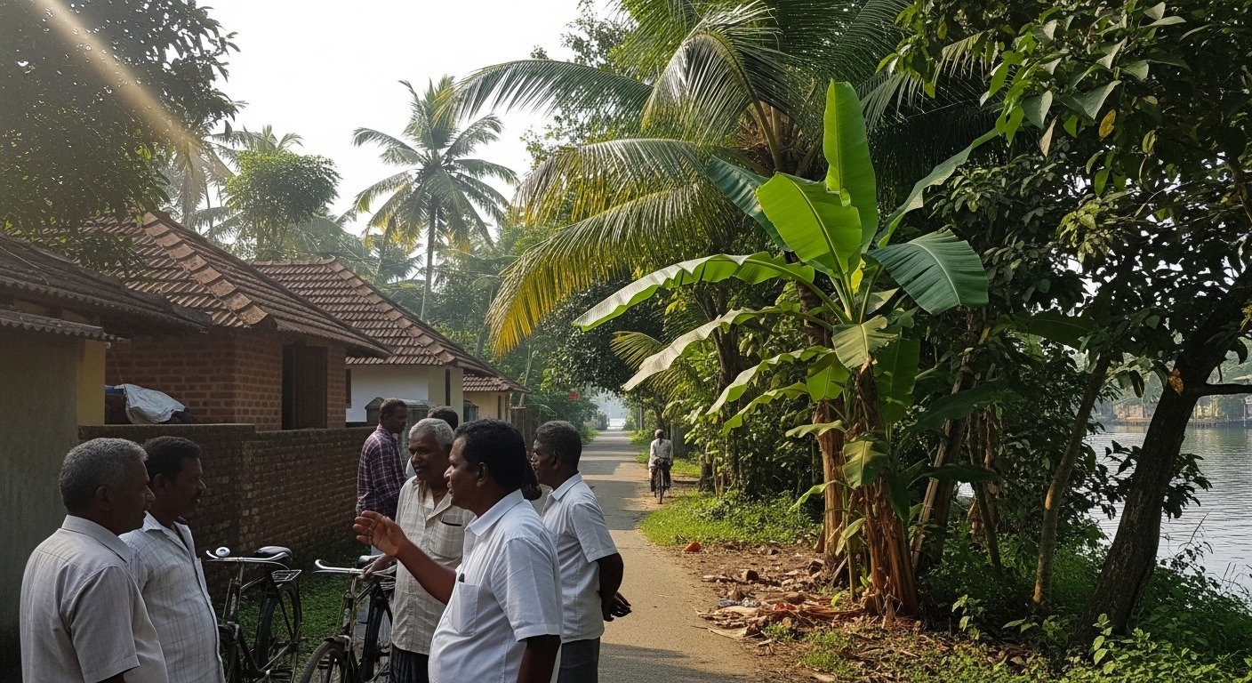 Quiet waterside village setting in Kuttanad