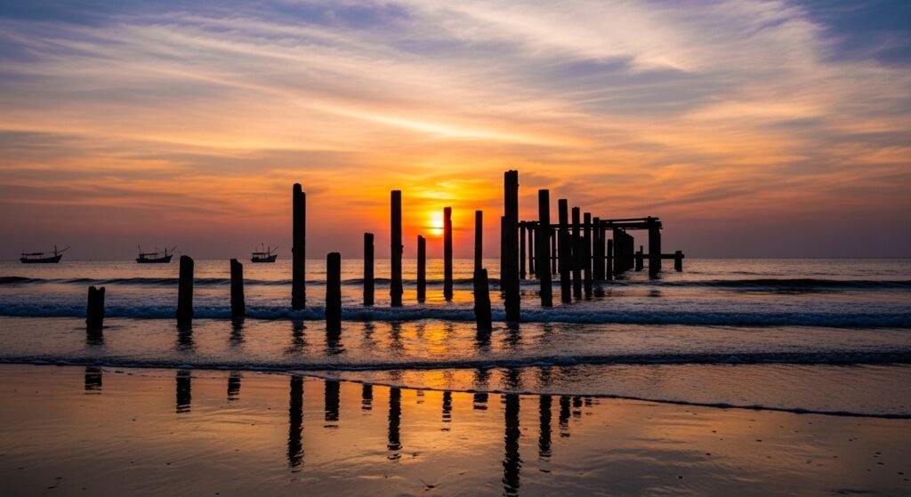 Alleppey beach during sunset