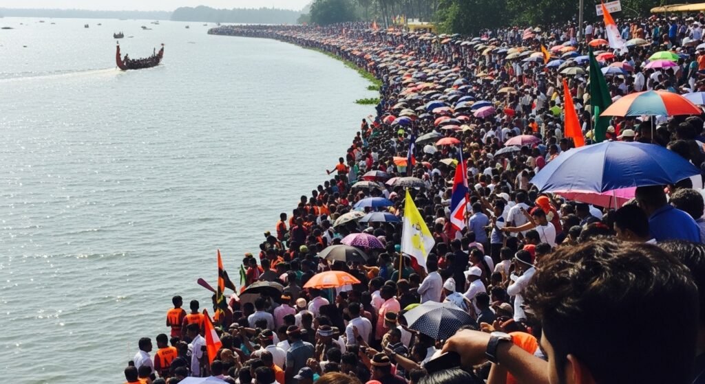 People watching the snake boat race in Alleppey